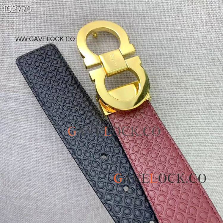 Ferragamo Double Sided Belt / Black And Gold Ferragamo Belt